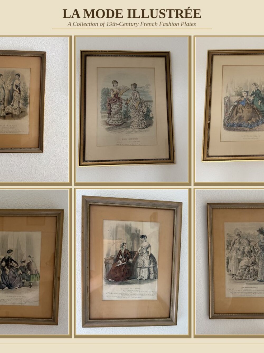Collection of 6 Vintage French Victorian Fashion Prints
